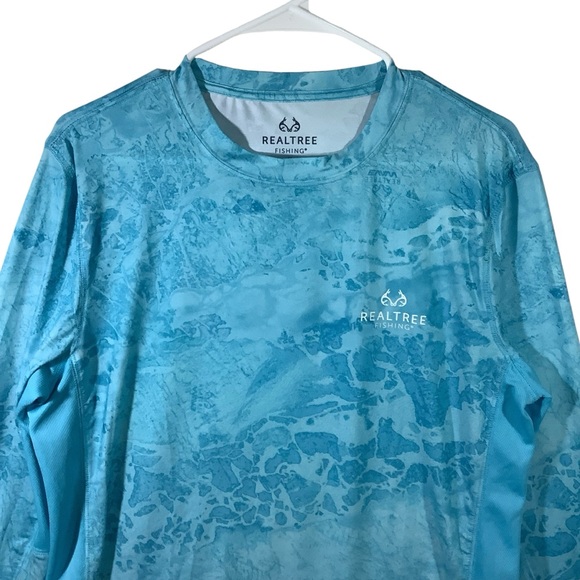 Real Tree Wave Long Sleeve Performance Tee Fishing Light Blue - Picture 3 of 7